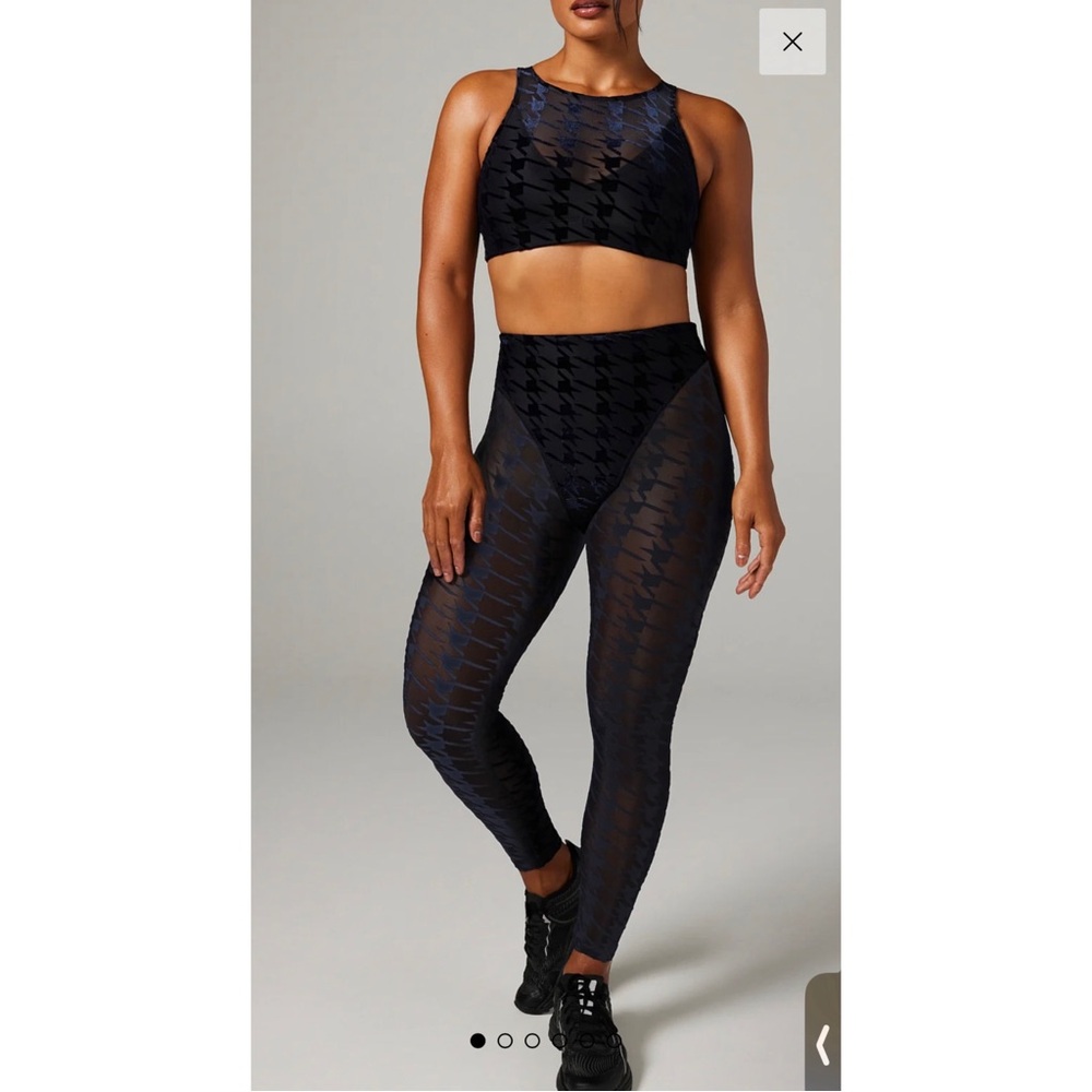 Savage X Fenty Houndstooth Legging & Top workout set (Navy,M)